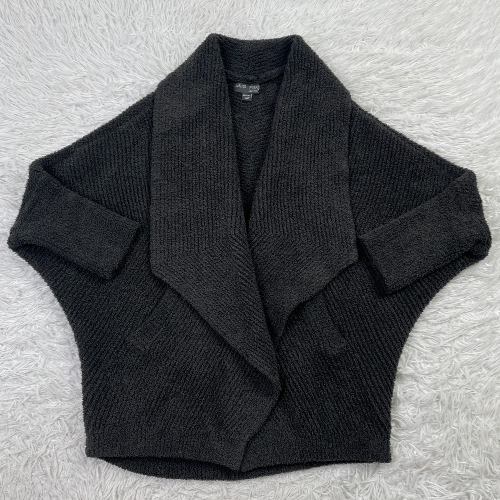 Barefoot Dreams Sweater Womens XXS/XS Gray Cozychic Chevron Ribbed Cardigan
